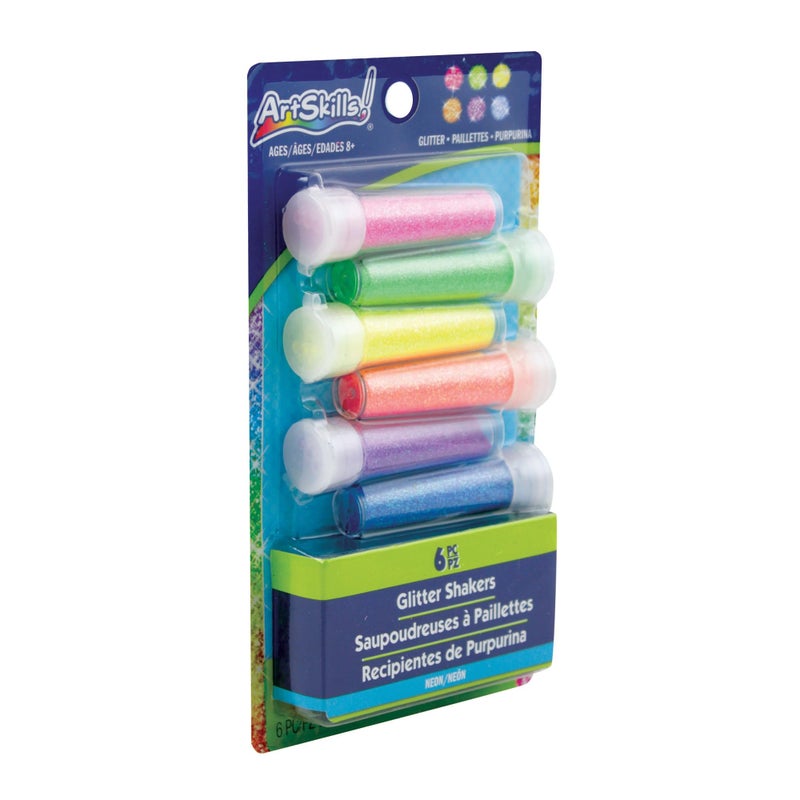 ArtSkills Neon Glitter Shaker Set, Arts and Crafts Supplies, Ultra-Fine and Bright Assorted Colors, 0.19oz Each, 6 Count - Image 2